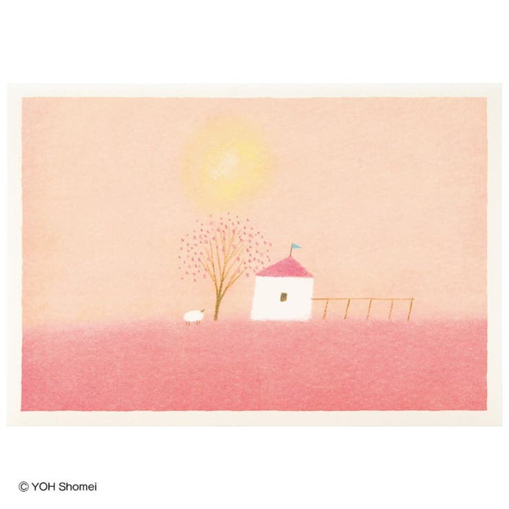 cinemacollection グリーティングカード 二つ折りカード 葉 祥明 ピンク屋根の家 サンリオ 多目的 メッセージカード グッズ 文房具