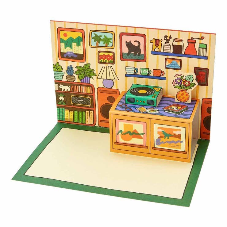 cinemacollection グリーティングカード バースデーBD163-3 二つ折りポップアップカード レコード部屋 サンリオ メッセージカード 誕生日祝...