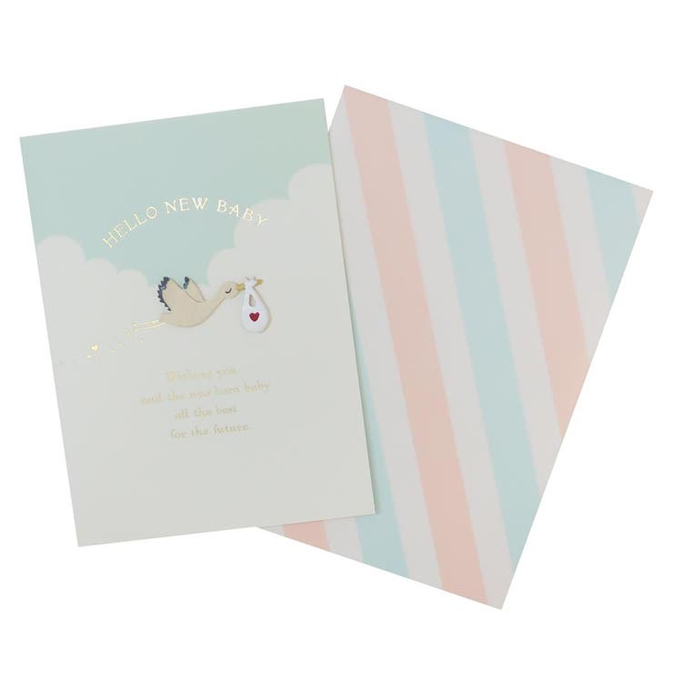 cinemacollection グリーティングカード ウッドパーツベビーカード こうのとり APJ メッセージカード 出産 お祝い 封筒付き グッズ 文房具