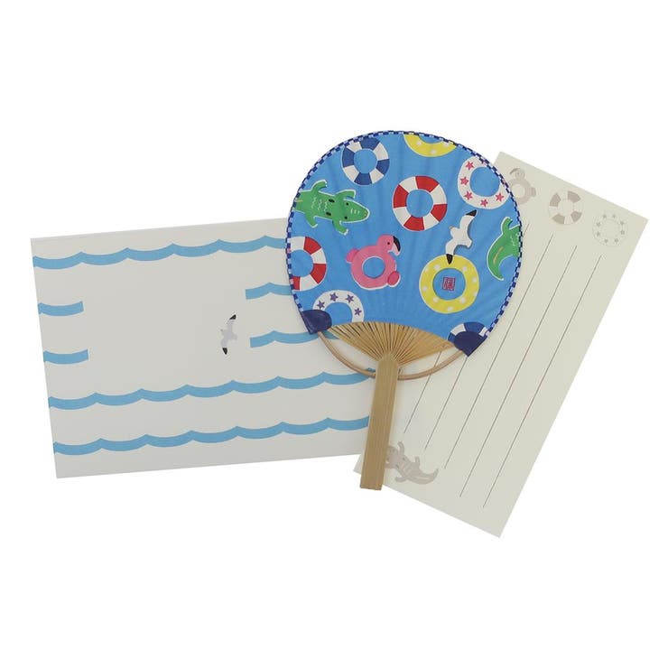 cinemacollection 藤並うずら グリーティングカード 竹うちわ 浮き輪 アクティブコーポレーション 一筆箋付き かわいい グッズ 文房具