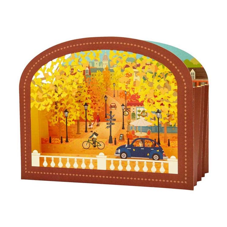 cinemacollection グリーティングカード アキ JAU 12-4 立体レーザーカットカード 秋 イチョウ並木のある街 サンリオ メッセージカード ...