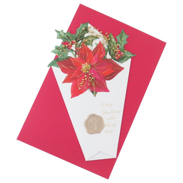 cinemacollection クリスマスカード クリスマスブーケカード ホワイト APJ 封筒付きグリーティングカード Xmas グッズ 文房具