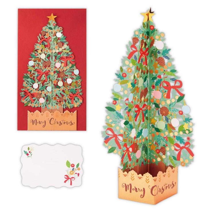 cinemacollection クリスマスカード レーザーカットカード 立体カード レーザーリボンツリー2 日本ホールマーク Xmas メッセージカード グッ...