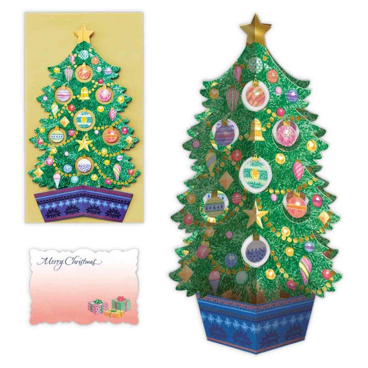 cinemacollection クリスマスカード クリスマスツリーカード 立体カード ボールオーナメントツリー 日本ホールマーク Xmas メッセージカード ...