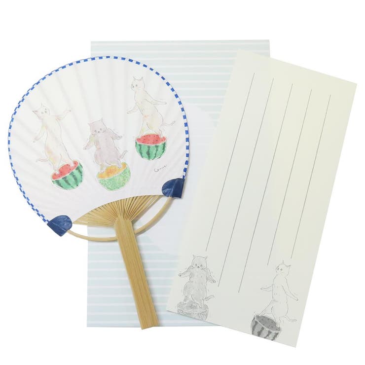 cinemacollection トコロコムギ グリーティングカード 竹うちわグリーティングカード 一筆箋付きサマー..