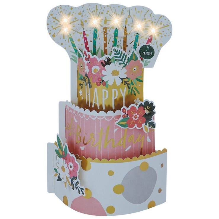 cinemacollection グリーティングカード メロディ JPME61-5 立体ライト&メロディーカード ライト&メロディー 3段ケーキ サンリオ メッ...