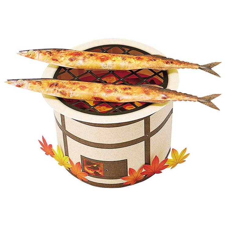 cinemacollection グリーティングカード アキ JAU30-5 立体ダイカットカード 秋 七輪にサンマ サンリオ..