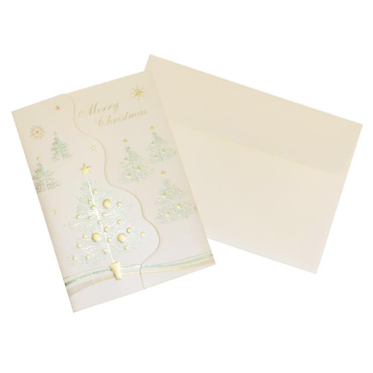 cinemacollection CHRISTMAS グリーティングカード クリスマスイタリアカード ツリー 緑と金 アクティブコーポレーション エンボス加工 ...