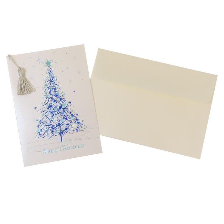 cinemacollection CHRISTMAS グリーティングカード クリスマスイタリアカード ツリー 青と銀 アクティブコーポレーション エンボス加工 ...