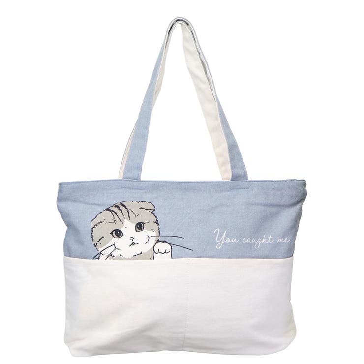 【ポイント2倍＆クーポン！3/11(水) 1:59まで】cinemacollection トートバッグ ポケット横型トートバッグ ファスナー付き メリア ねこ ミントイン 手提げかばん かわいい グッズ バッグ・鞄