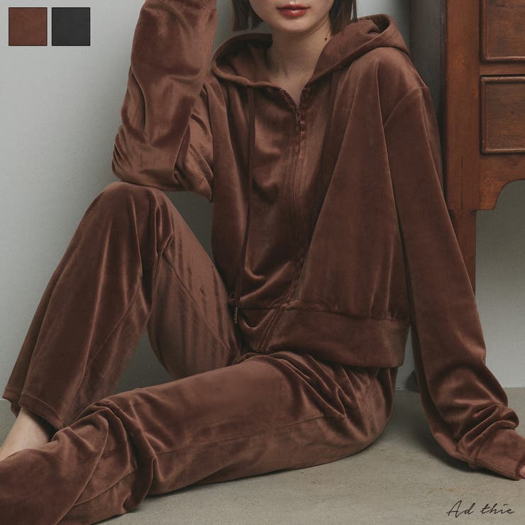 ad thie 【2025AW新作】ベロアパーカー イージーパンツ セットアップ スーツ