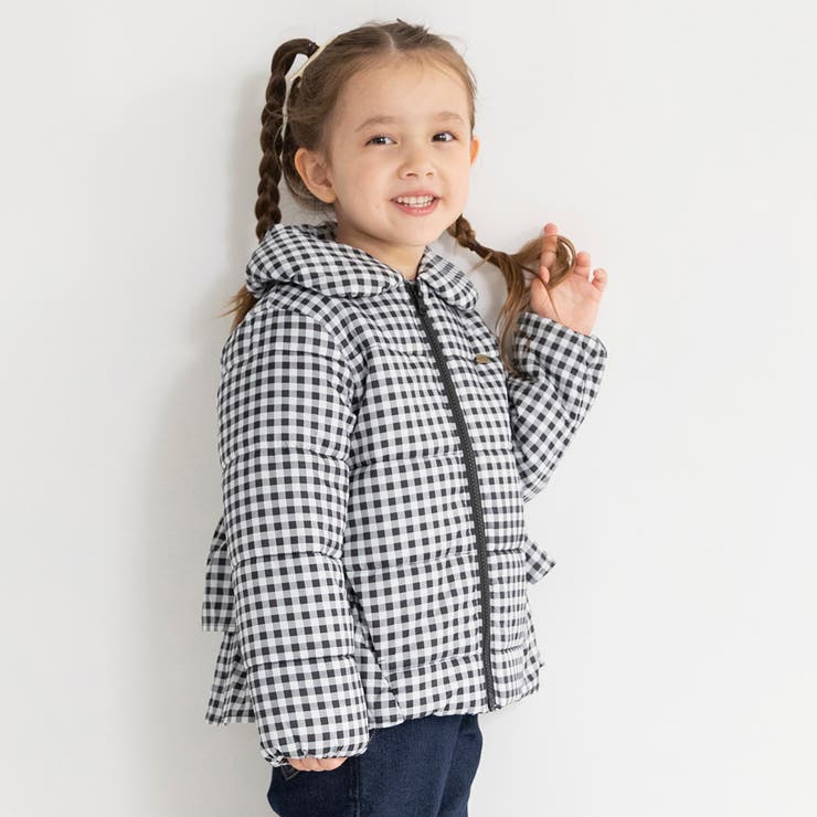 ブランシェス 【マシンウォッシャブル】フリル アウター/150cm/洗濯機OK/女の子/キッズ/ギンガムチェック/ダウン アウター(コート・ジャケットなど)のサムネイル