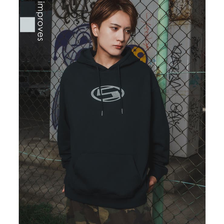 【20％OFFクーポン！1/15(木)限定！】improves パーカー メンズ SIDEWAY STANCE サイドウェイスタンス シルバードットプリント 裏毛 スウェット フーディー カジュアル Y2K ストリート 90s古着MIX 韓国 トップス