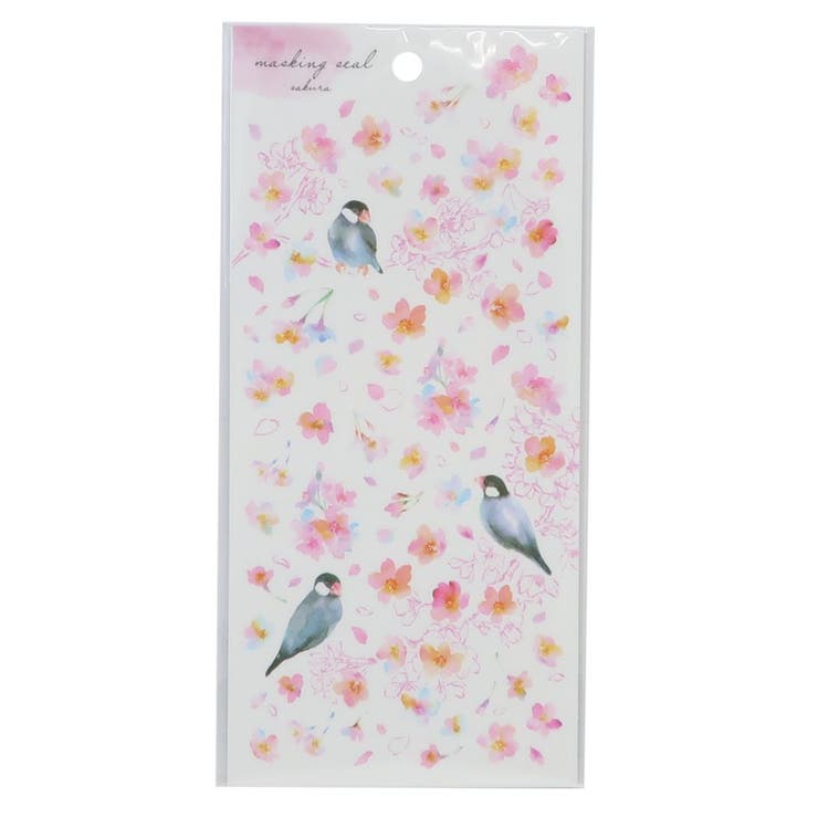 cinemacollection シールシート マスキングシール 春柄 桜と文鳥 アクティブコーポレーション デコシール デコレーション かわいい グッズ 文房具