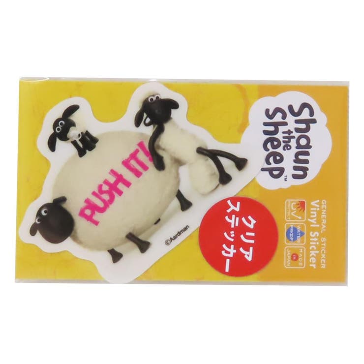 cinemacollection ひつじのショーン ダイカットシール 透明ミニステッカー PUSH IT! ゼネラルステッカー 耐水耐光 デコステッカー キャラ...