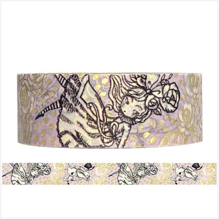 cinemacollection 不思議なアリス マスキングテープ きらぴかマスキングテープ 15mm うさぎ穴 シール堂印刷 ゴールドホログラム箔 デコレーシ...