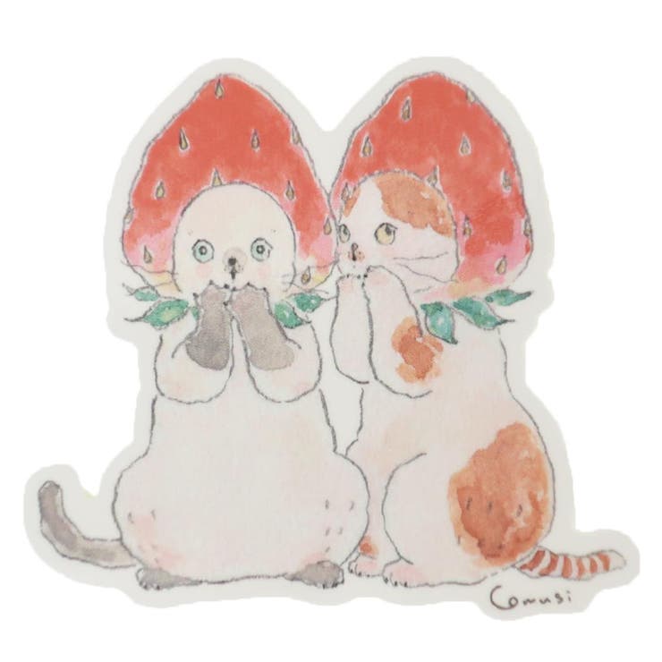 cinemacollection トコロコムギ ダイカットシール ステッカー 密密いちごにゃんこ SP-166 アクティブコーポレーション デコシール かわいい グッズ 文房具