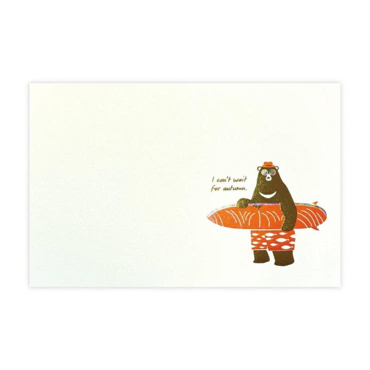 【ポイント2倍＆クーポン！3/11(水) 1:59まで】cinemacollection ROKKAKU アニマルシリーズ POSTCARD メッセージカード BEAR'S Weekend 1枚入り I Love Salmon フタバ 箔押し グリー
