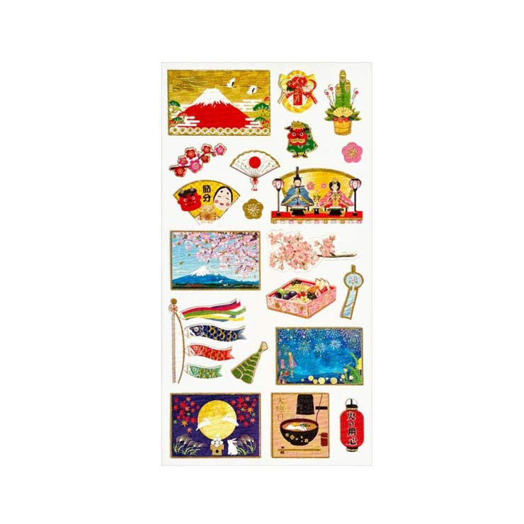 cinemacollection シールシート 和柄シール 日本の伝統シリーズ 伝統行事 クローズピン 手帳デコ DECOシール お土産 グッズ 文房具