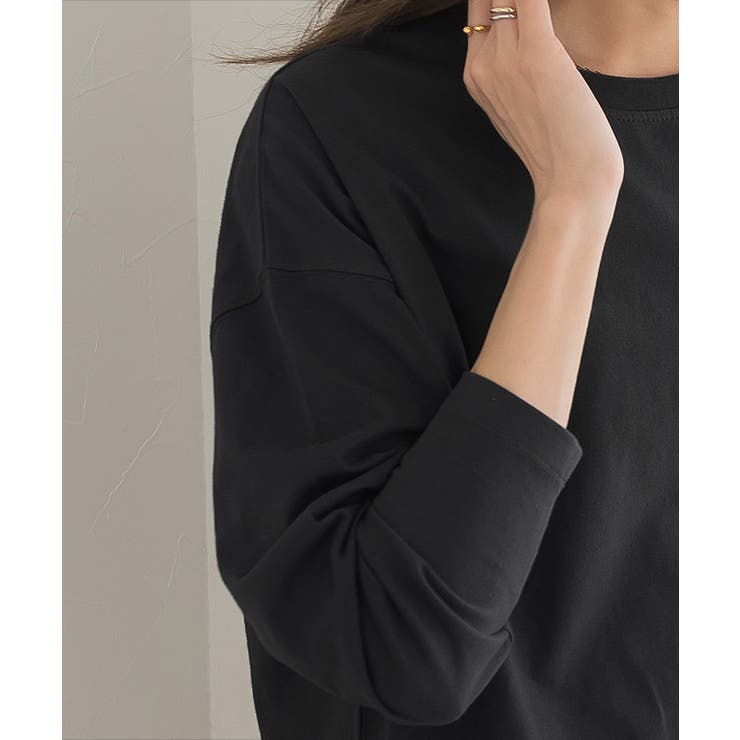 Pierrot コットンロングスリーブTシャツ ロンT 長袖 カットソー Tシャツ ロンT シンプル 綿 コットン 綿100 黒 白 ブラウン レディース 春 秋 冬 ピエロ トップス shoplistselect-10277029 SHOPLIST サンプル画像3