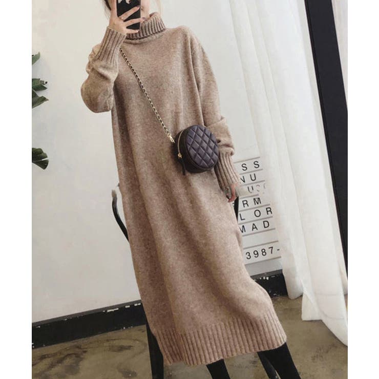SUNSHINE CLOSET ハイネックニットワンピースゆったり秋冬服 ワンピース・ドレス