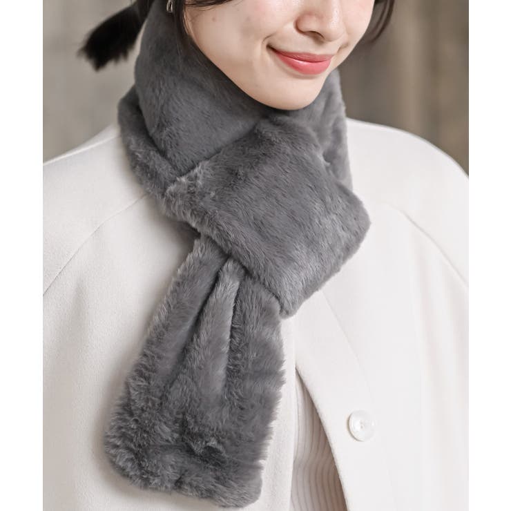 【10％OFFクーポン！2/10(火)1:59まで】rps リブ編みニット×フェイクファーマフラー 小物