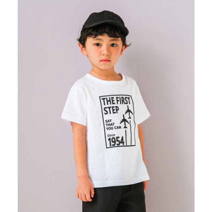 【10％OFFクーポン！2/10(火)1:59まで】moononnon 子供服 男の子 Tシャツ 春夏 半袖 子ども服 こども キッズ ベビー ジュニア 綿100％ コットン 飛行機 ロゴ プリント ティーシャツ 80cm 90cm 100cm 110c