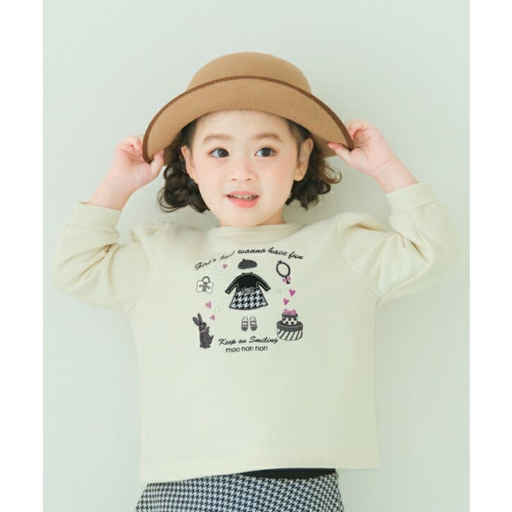 【10％OFFクーポン！3/26(木)1:59まで】moononnon 子供服 女の子 トレーナー 秋冬 長袖 ベビー キッズ 普段着 通学着 ドレス シューズ リボン うさぎ プレゼント ピンク アイボリー 80cm 90cm 100cm 110cm