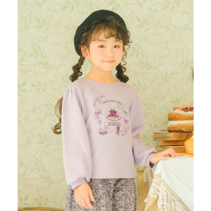 【10％OFFクーポン！配布中！】moononnon 子供服 女の子 トレーナー 秋冬 長袖 普段着 通学着 刺繍 バ..