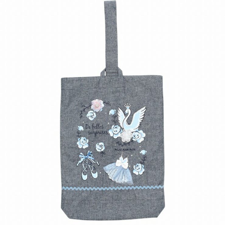 moononnon 子供服 女の子 バッグ その他 通学 スワン＆バレエモチーフプリントシューズバッグ ネイビー 【むーのんのん moononnon】 バッグ・鞄