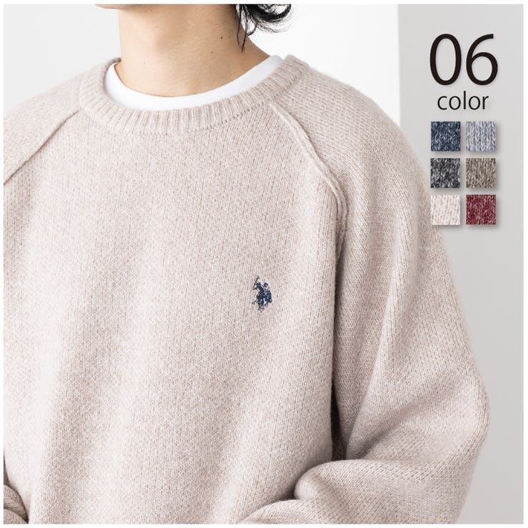 SETUP7【MEN】 【U.S. POLO ASSN.】ワンポイントロゴ ポニー刺繍 クルーニット CREW SWEATER トップス