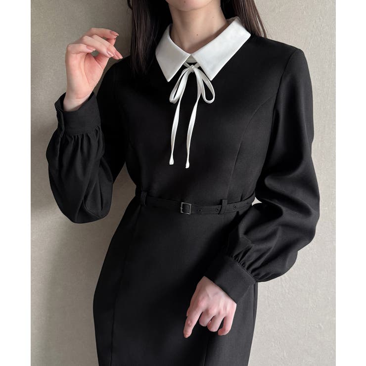 【20％OFFクーポン！6/5(金)限定】JUNOAH 薄手ピーチスキンドッキングIラインワンピース ワンピース・ドレス