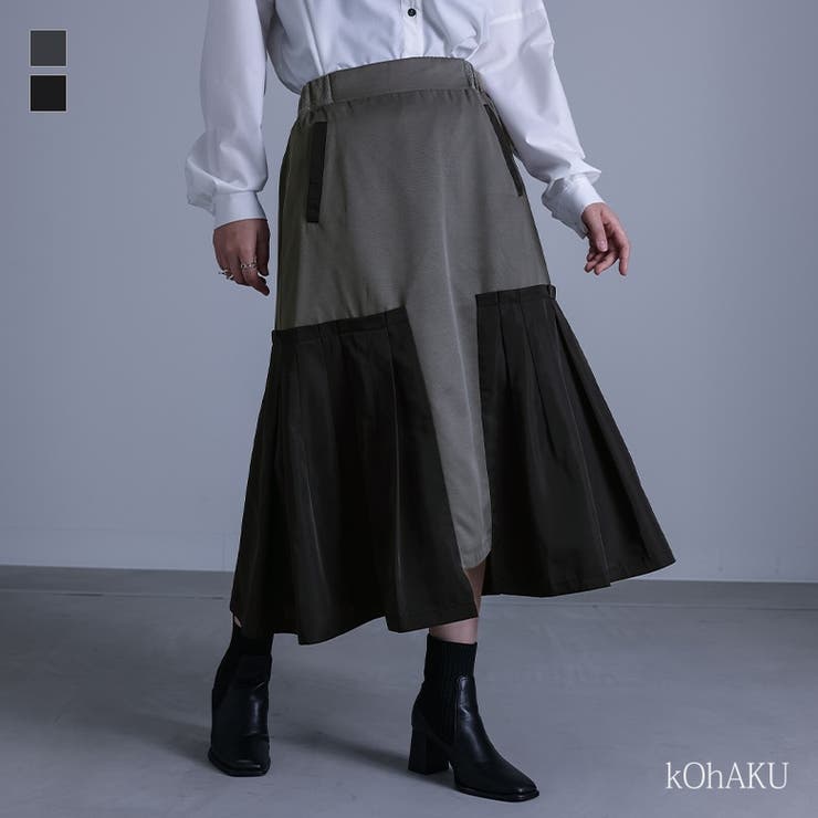 【10％OFFクーポン！11/27(木)1:59まで】osharewalker kOhAKUタックデザインスカート スカート