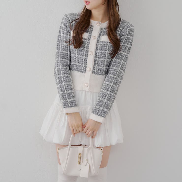 【10％OFFクーポン！12/11(木)1:59まで】NICE CLAUP / OLIVE des OLIVE　OUTLET ツイードニットカーディガン トップス