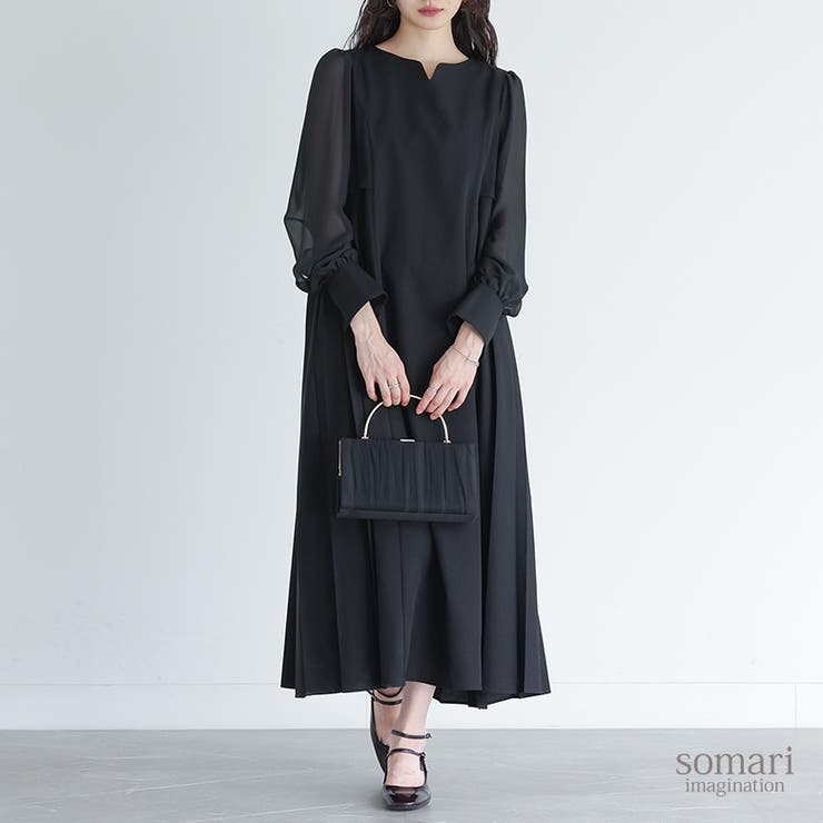 【10％OFFクーポン！1/29(木)1:59まで】osharewalker somari imaginationバックプリーツワンピース ワンピース・ドレス