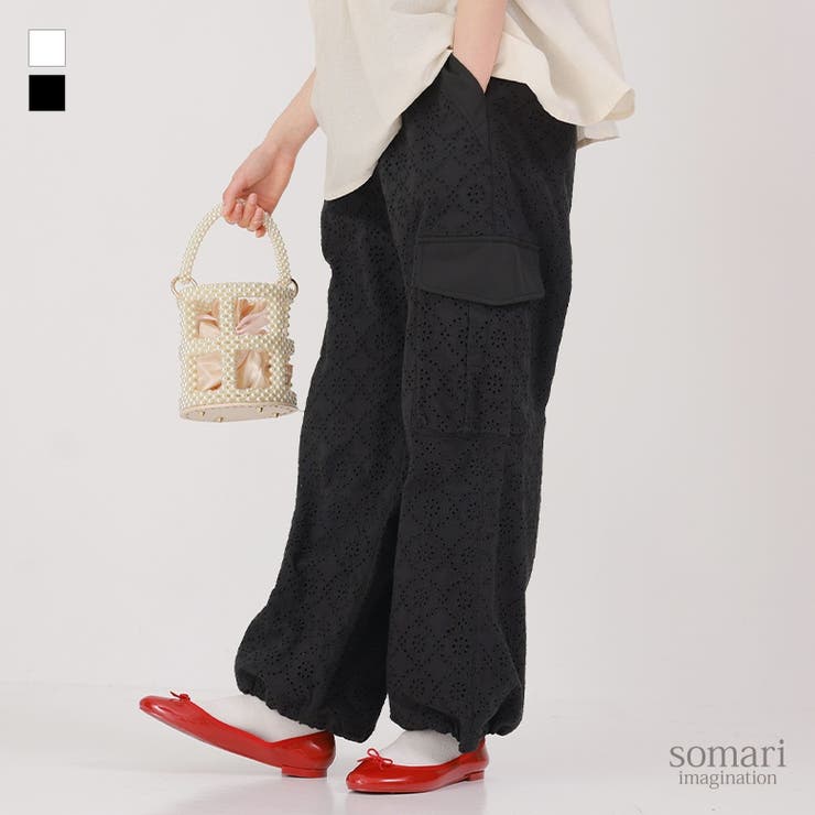 【10％OFFクーポン！11/27(木)1:59まで】osharewalker somari imaginationコットンレースカーゴパンツ パンツ・ズボン