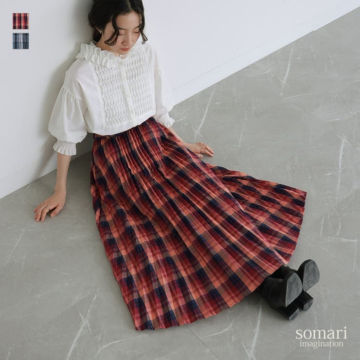 【10％OFFクーポン！11/27(木)1:59まで】osharewalker 『somari imaginationチェック柄プリーツスカート』 スカート