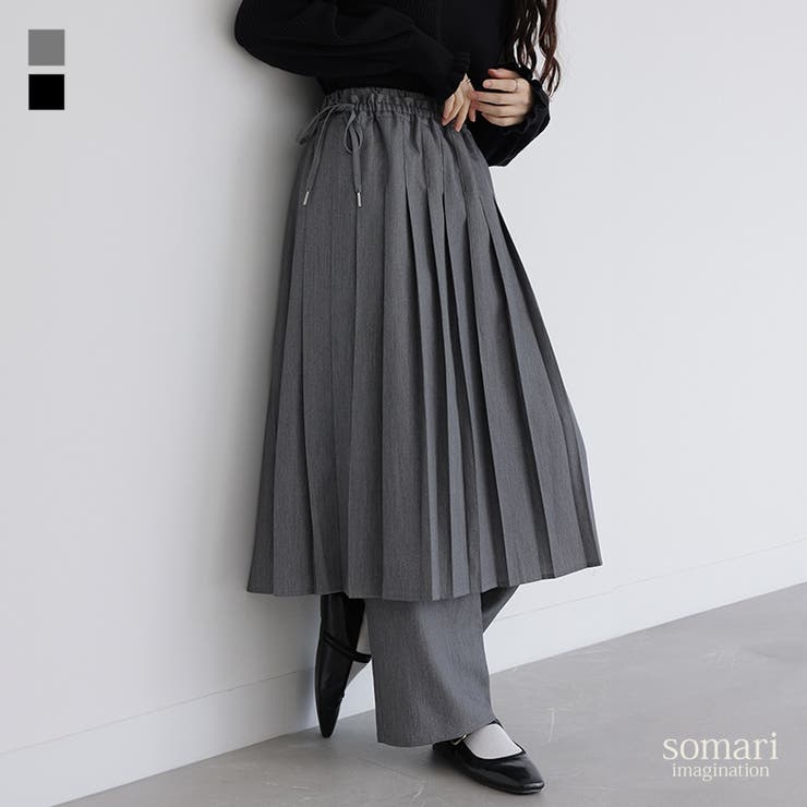 【10％OFFクーポン！11/27(木)1:59まで】osharewalker somari imaginationプリーツスカート×ストレートパンツセット パンツ・ズボン