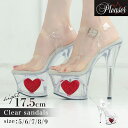Tika クリアサンダル ハートモチーフ キラキラ ビジュー 10cm 14cm 透明 クリアー レッド22.5-25.5cm Tika ティカ シューズ・靴