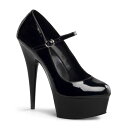 Tika ブラックエナメルアンクルストラップ付きハイヒールパンプス シューズ キャバシューズ キャバパンプス 10cm以上 14cm以上 22.8cm 23.5cm 24.1cm 24.8cm 25.4cm 小さいサイズ 大きいサイズ ブラック Plea