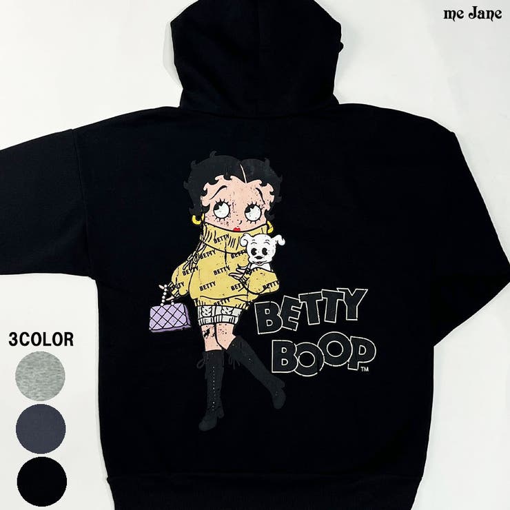 me Jane BETTY　BOOP/裏起毛バックプリントプルパーカー トップス
