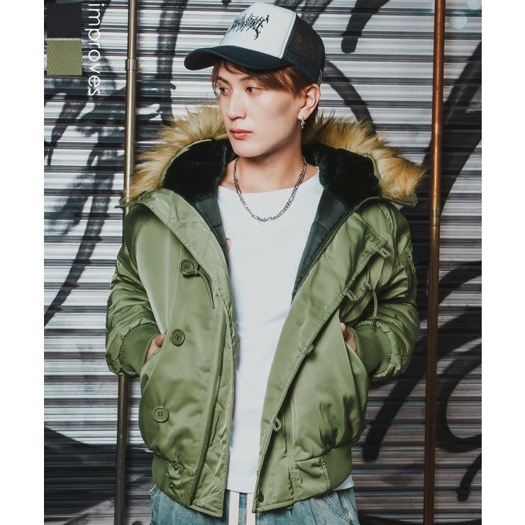 【10％OFFクーポン！2/10(火)1:59まで】improves ミリタリージャケット メンズ N-2B ミリタリーコート ファージャケット ショートコート 大きめ アメカジ カジュアル ワーク スケーター ストリート 古着MIX 韓国 アウター(コ