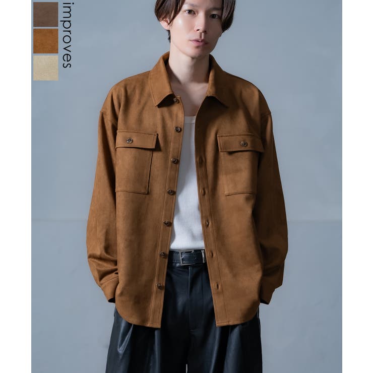 improves シャツ メンズ ジャケット アウター ポンチ ダブルフラップ ポケットシャツ 羽織り 春 秋 冬 カジュアル レトロ Y2K 90年代 リバイバル トップス