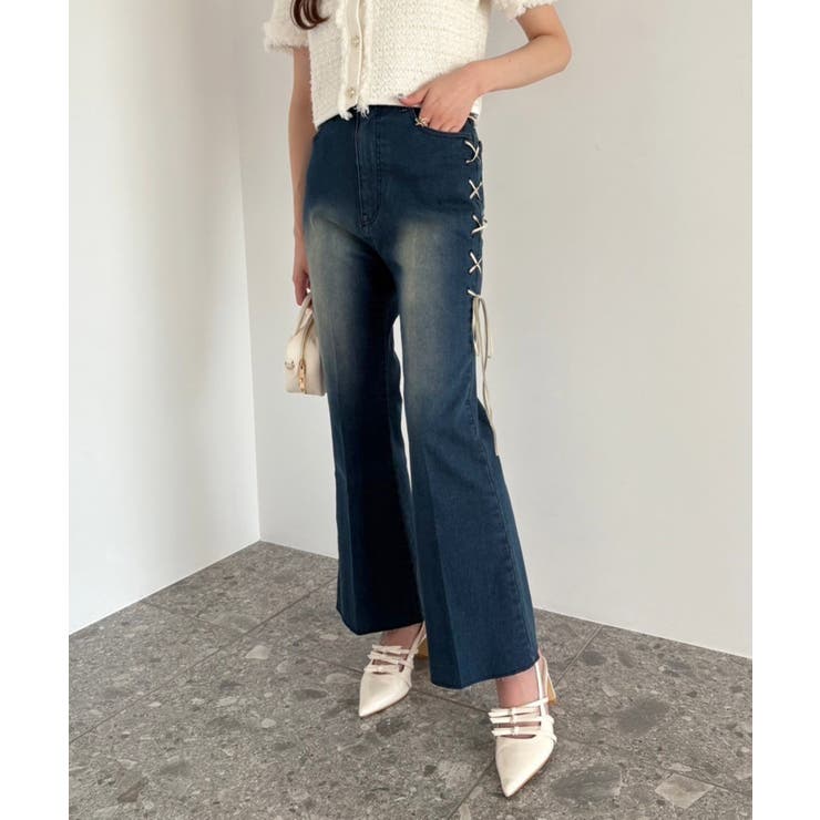 NICE CLAUP / OLIVE des OLIVE OUTLET 【one after another】サイドレースアップデニムパンツ パンツ・ズボン