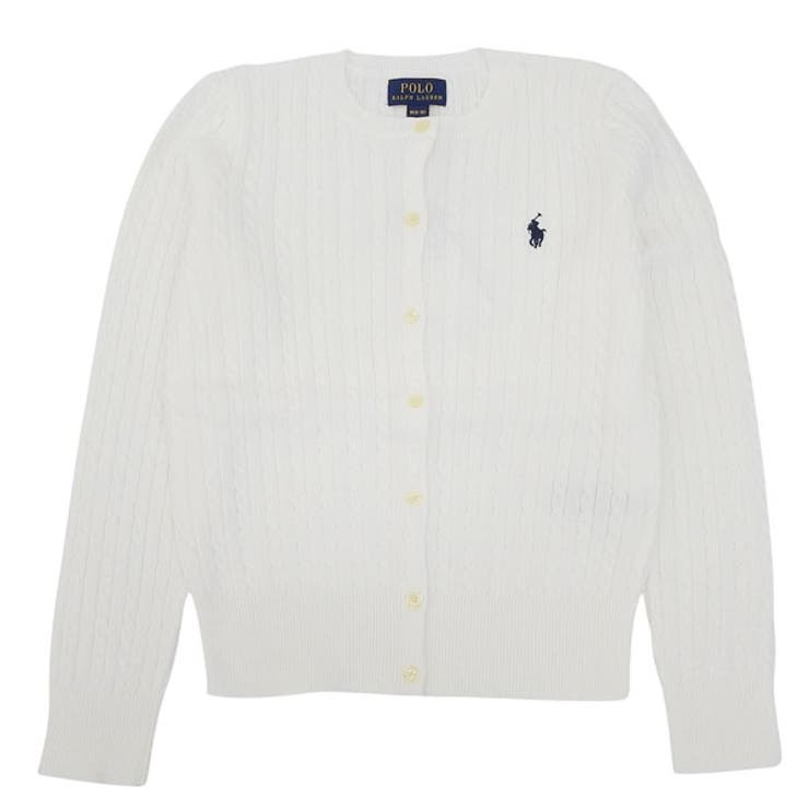 Riverall POLO RALPHAUREN ポロラルフローレン ケーブルニットカーディガン レディース ガールズ コットン ホワイト CORE REPLEN 313543047064 POLO RALPHAUREN トップス