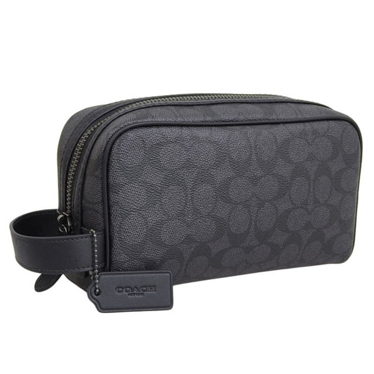 【10％OFFクーポン！1/16(金)1:59まで】Riverall COACH コーチ バッグ メンズ セカンドバッグ クラッチバッグ アウトレット コーティングキャンバス チャコールブラック シグネチャー SML TRVL KT SIG CAR15Q