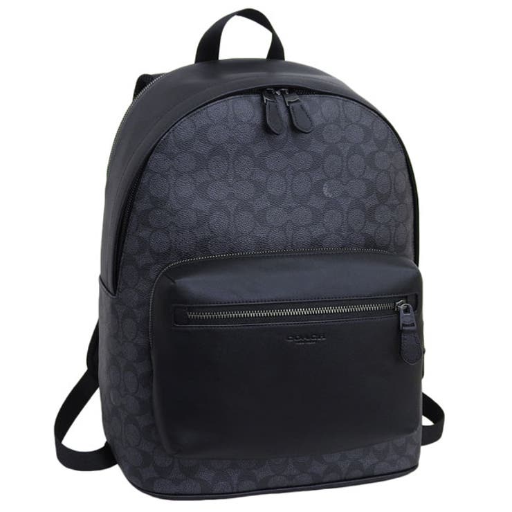 コーチ Riverall COACH コーチ バッグ メンズ リュック リュックサック アウトレット コーティングキャンバス×レザー チャコール×ブラック ウエスト バックパック シグネチャー キャンバス WEST BP SIG CV925QBMI5 COACH