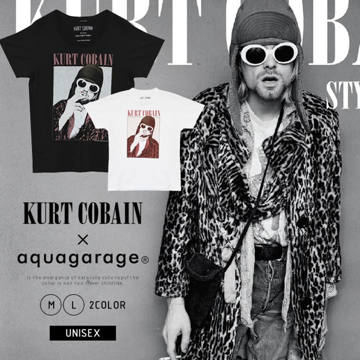 【10%OFFクーポン!11/27(木)1:59まで】aquagarage Tシャツ KURTCOBAIN カートコバーン トップス ロックTシャツ ロックT ...