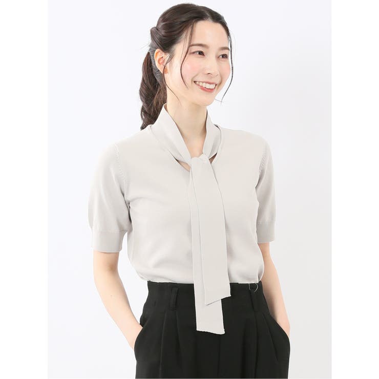 TAKA-Q WOMEN ハンドウォッシャブル 2WAY 半袖ニットプルオーバー トップス