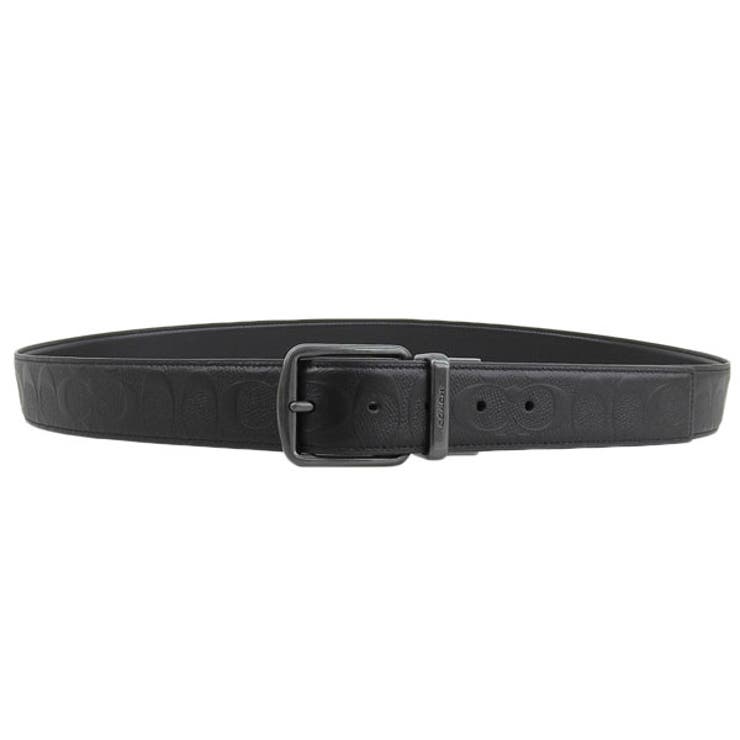 Riverall COACH コーチ ベルト メンズ アウトレット レザー ブラック ハーネスバックル カットトゥサイズ リバーシブル 38mm WHRN CTSR SIGL BELT CQ024BLK COACH 小物 2